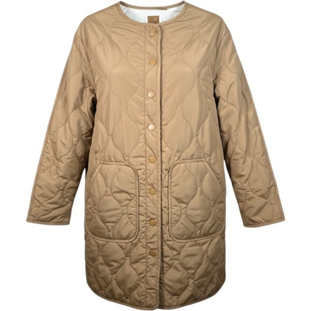 Woolrich Quilted Snap Front utility Jacket Camel Longline Coat Recycled Size L
